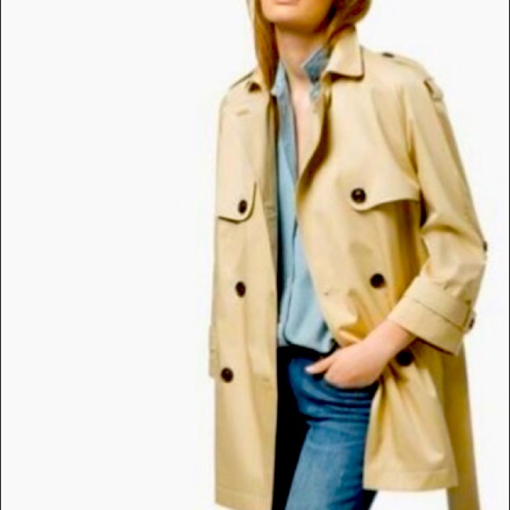 New Massimo Dutti Medium Beige Cropped Trench Coat